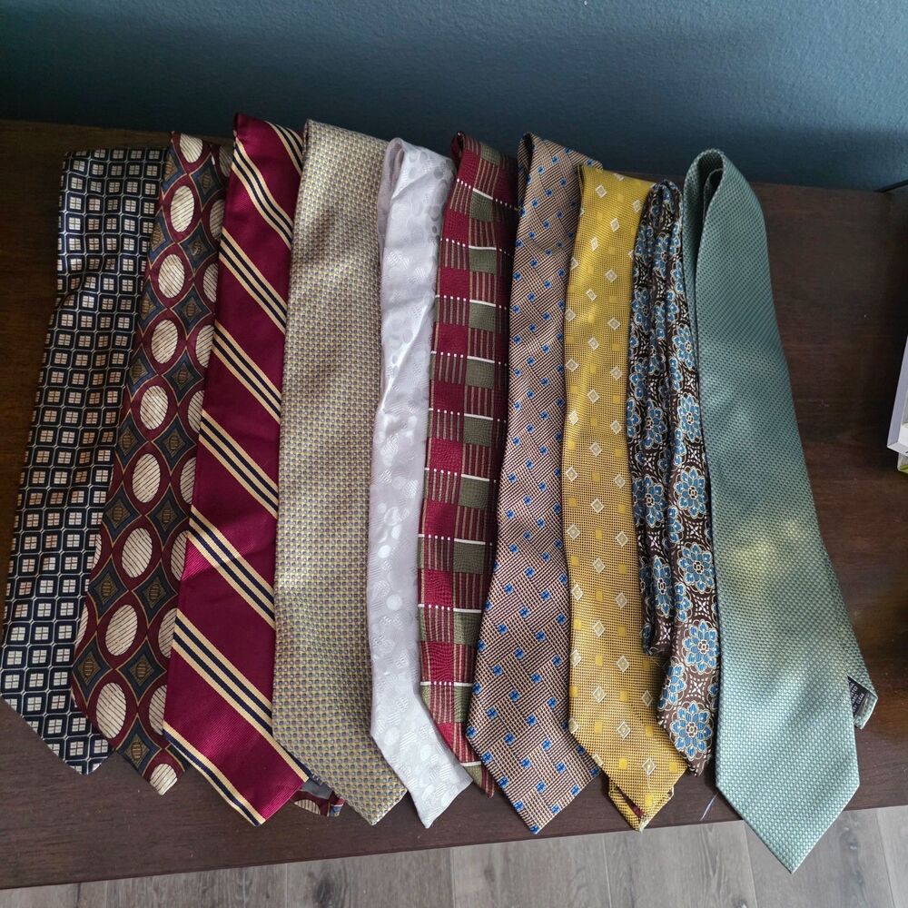 Lot of 10 Mens 100% Silk Ties Brooks Talbot Ricci Klein Lot Made in Italy -USA